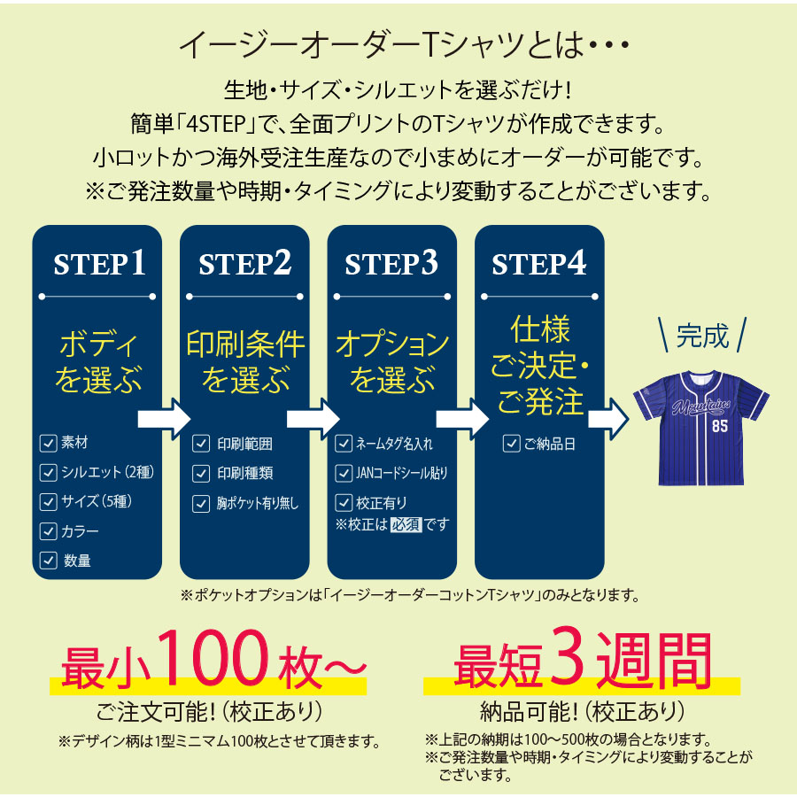 イージーオーダーポリエステルTシャツ　オーバーサイズ