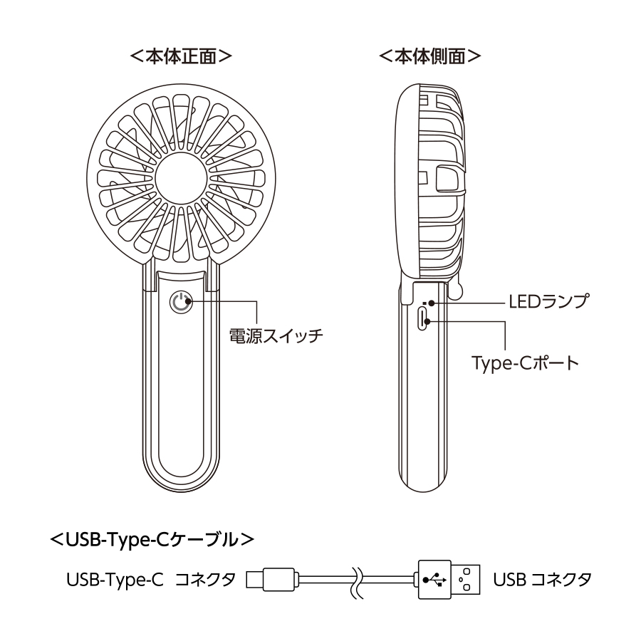 折りたたみハンディUSBファン