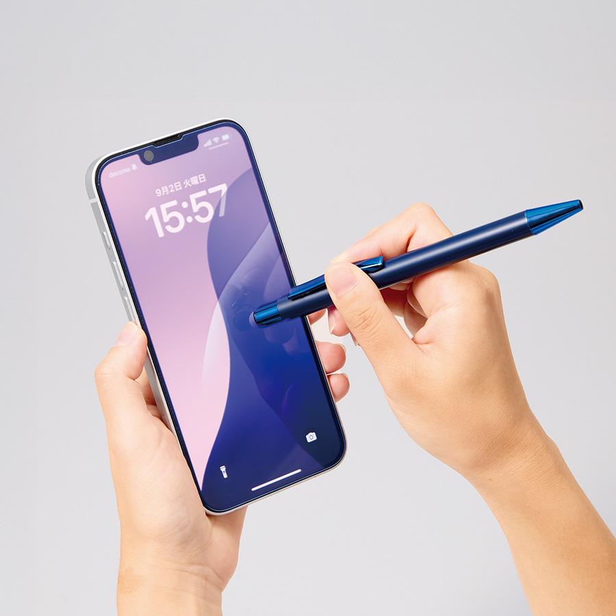 タッチペン付ワンカラーボールペン（再生アルミ）