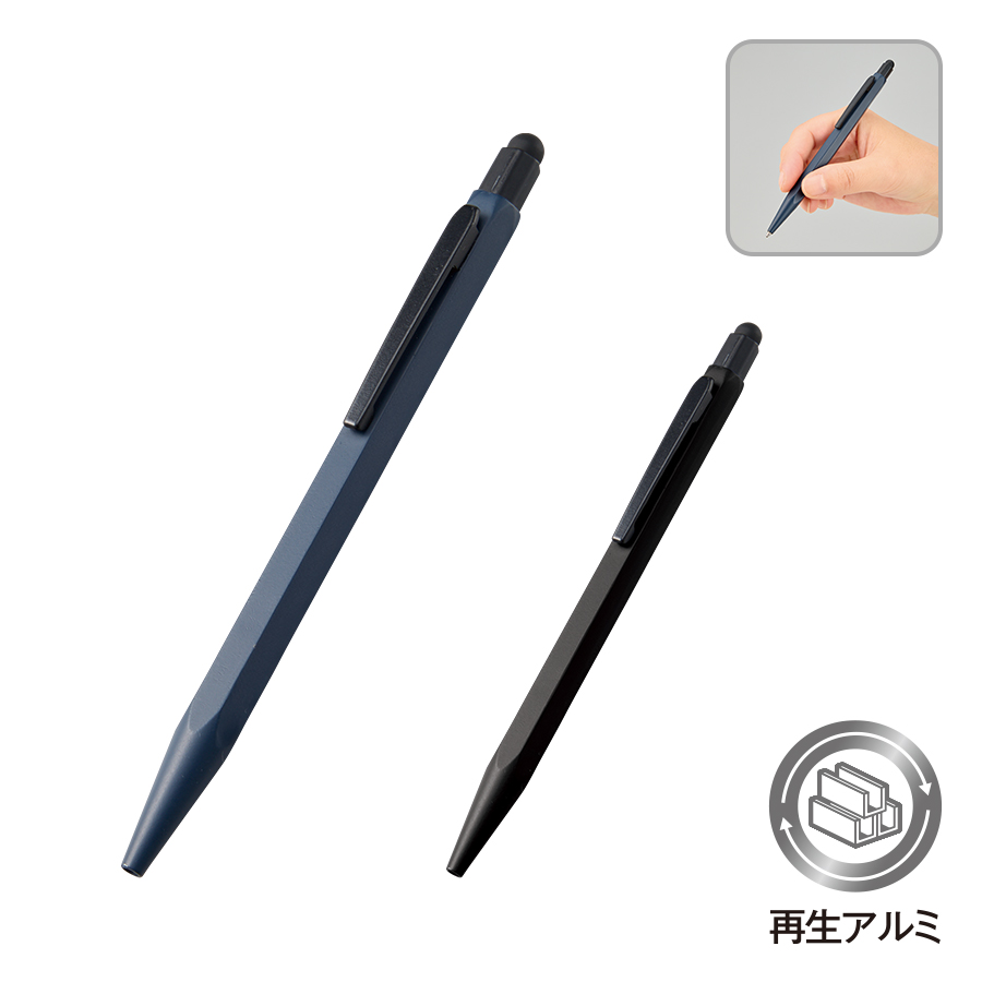 TF-0188 タッチペン付メタル六角ボールペン（再生アルミ）