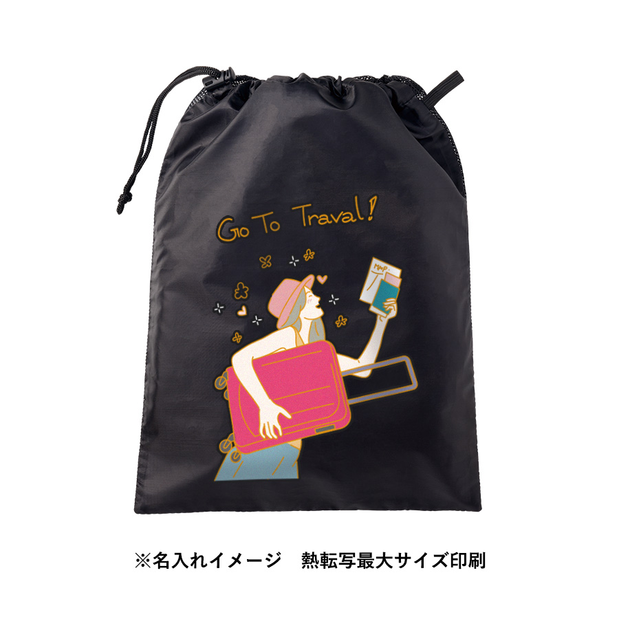 メッシュポリ巾着（L）　ブラック