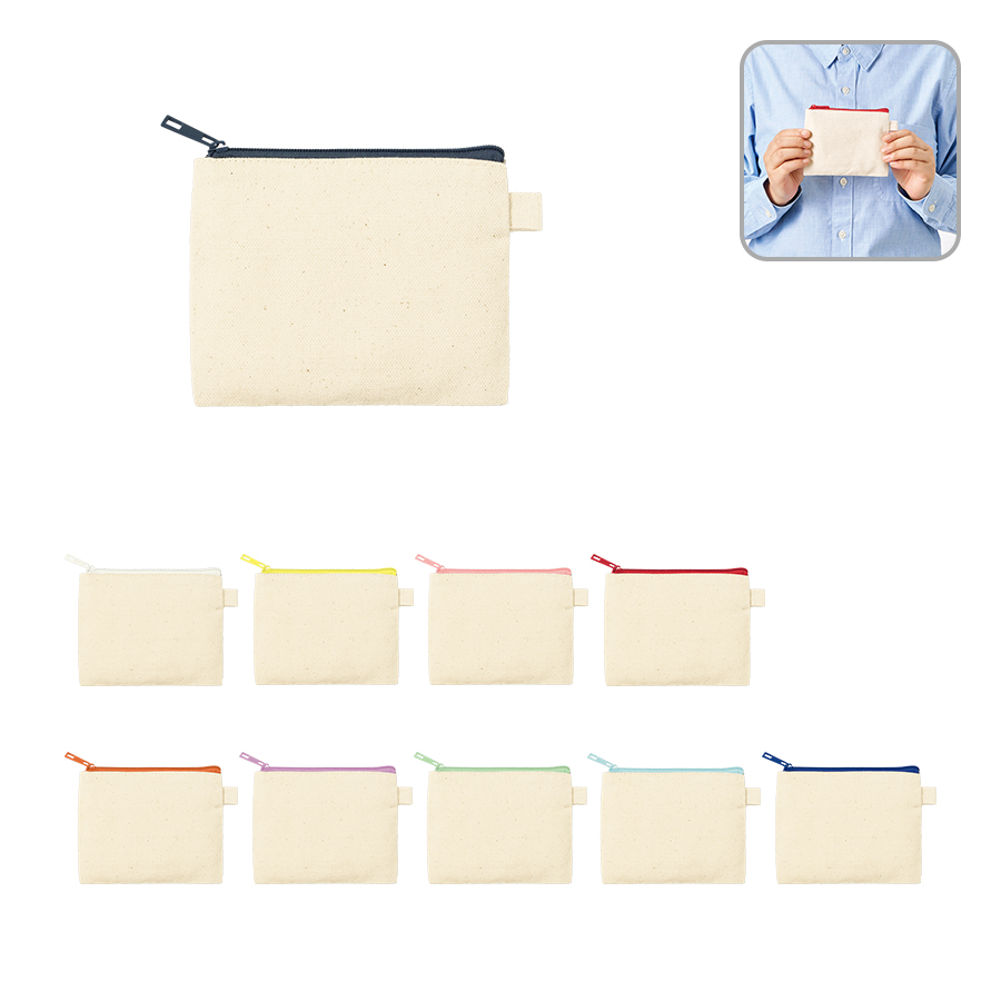 TP-0052 カラーファスナーキャンバスフラットポーチ（SS）