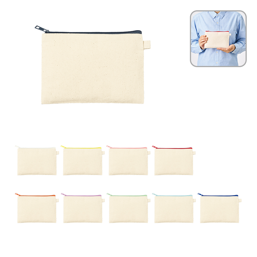 TP-0053 カラーファスナーキャンバスフラットポーチ（S）