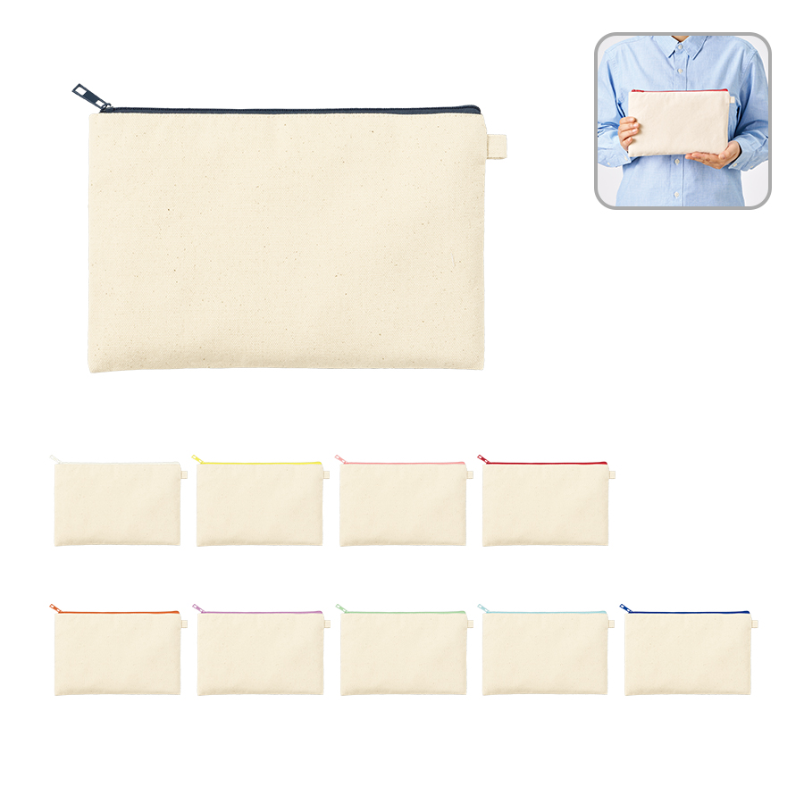 TP-0054 カラーファスナーキャンバスフラットポーチ（M）