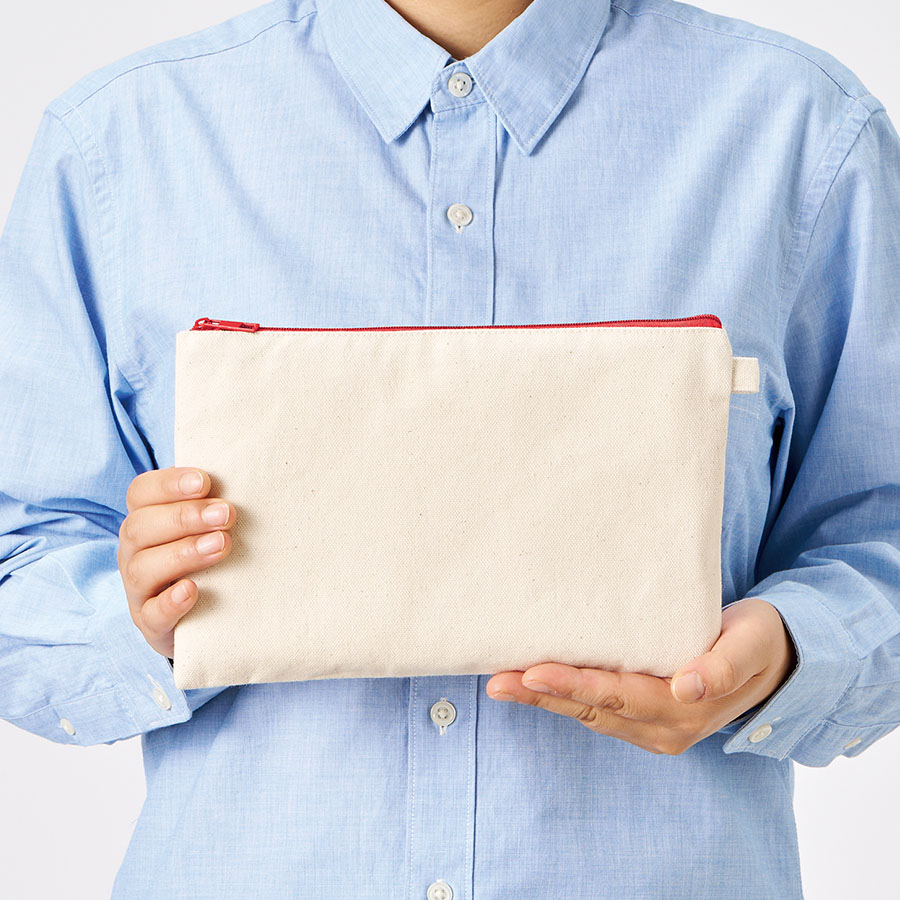 カラーファスナーキャンバスフラットポーチ（M）