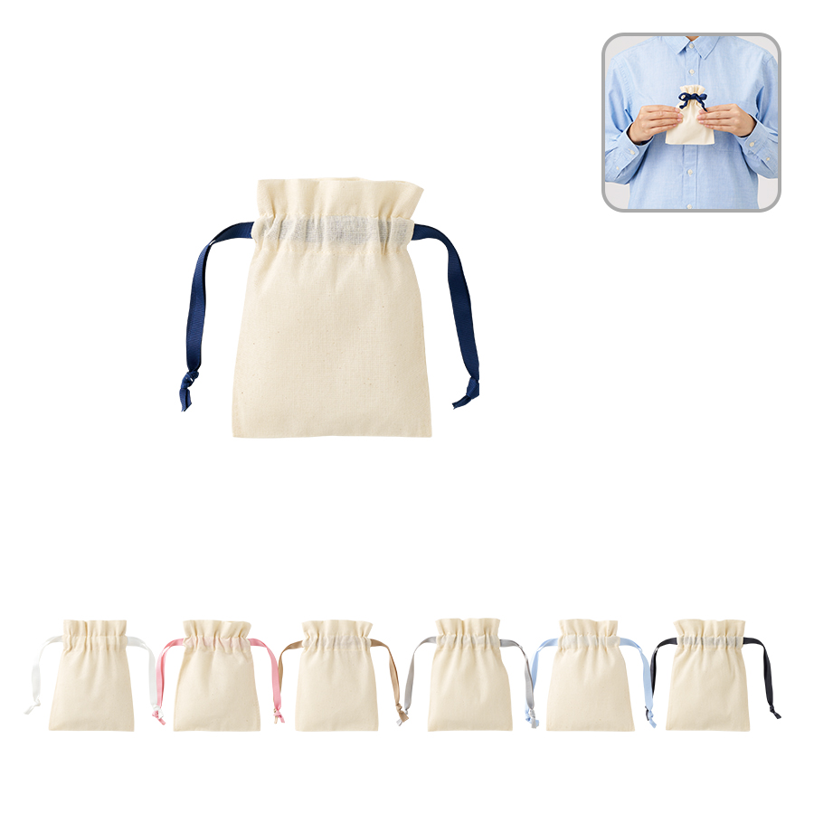 TP-0064 コットンカラーリボン巾着（SS）