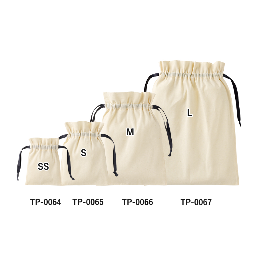 コットンカラーリボン巾着(M)