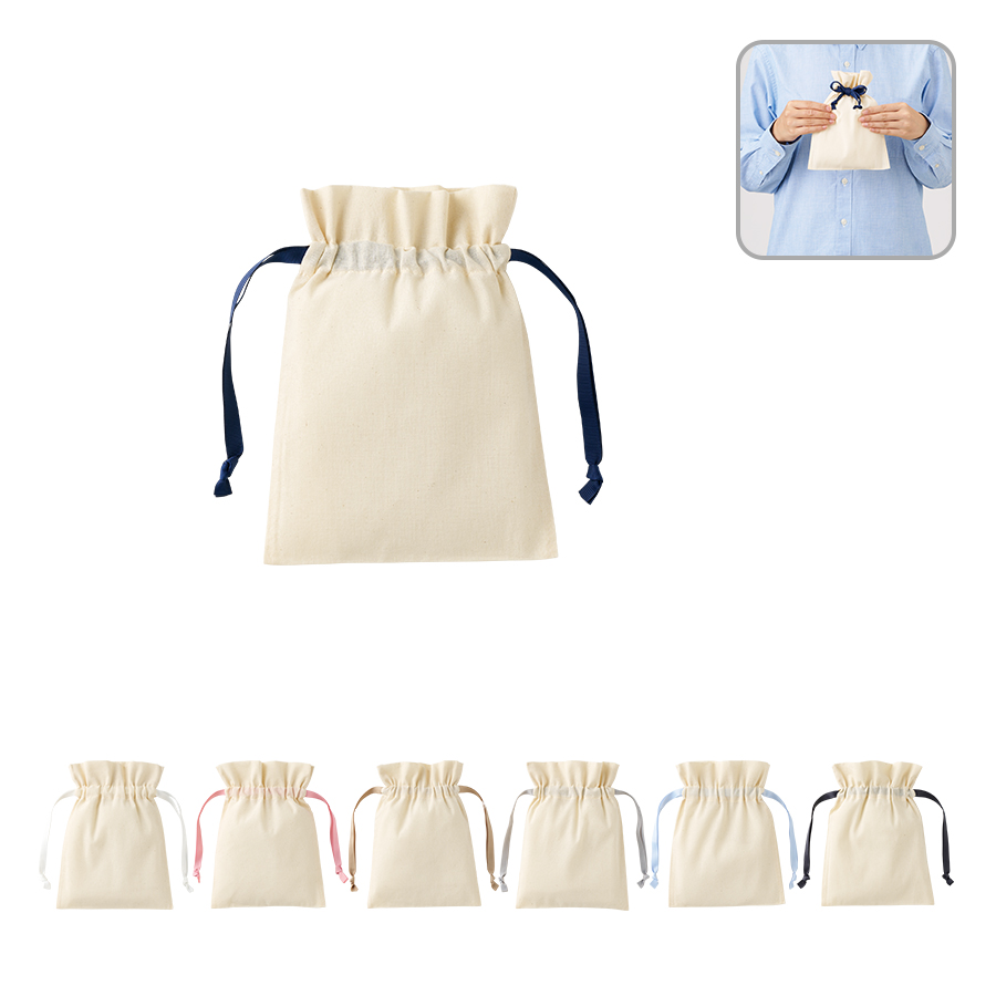 TP-0065 コットンカラーリボン巾着（S）