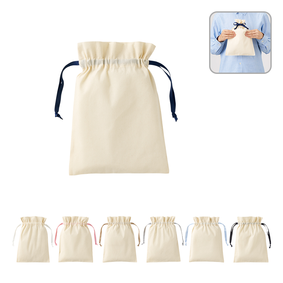 TP-0066 コットンカラーリボン巾着（M）