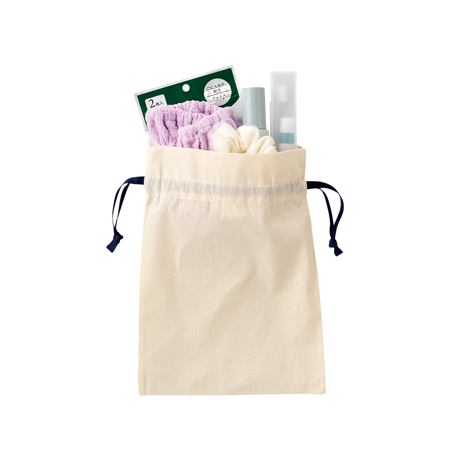 コットンカラーリボン巾着(M)