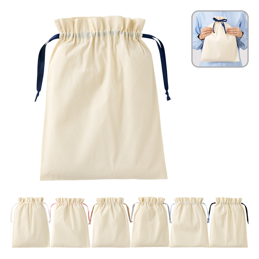 TP-0067 コットンカラーリボン巾着（L）