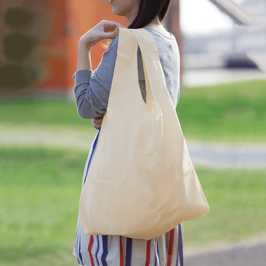 厚手コットンマルシェバッグ（L）ナチュラル