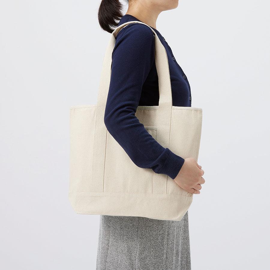 オーガニックコットンキャンバスライントート ナチュラル