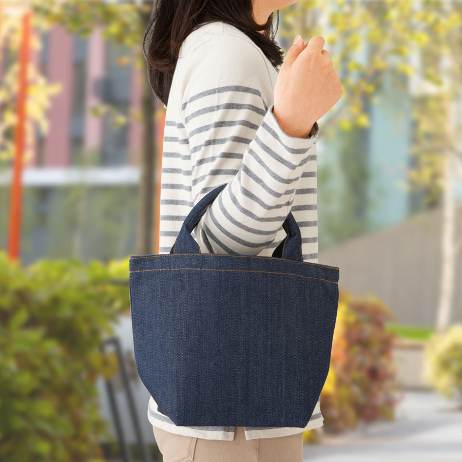 【シルク印刷必須商品】デニムライクパイプハンドルトート（Ｓ）