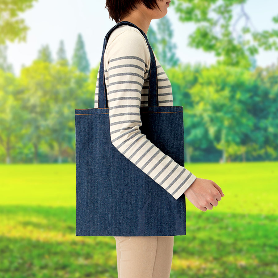 【シルク印刷必須商品】デニムライクフラットトート
