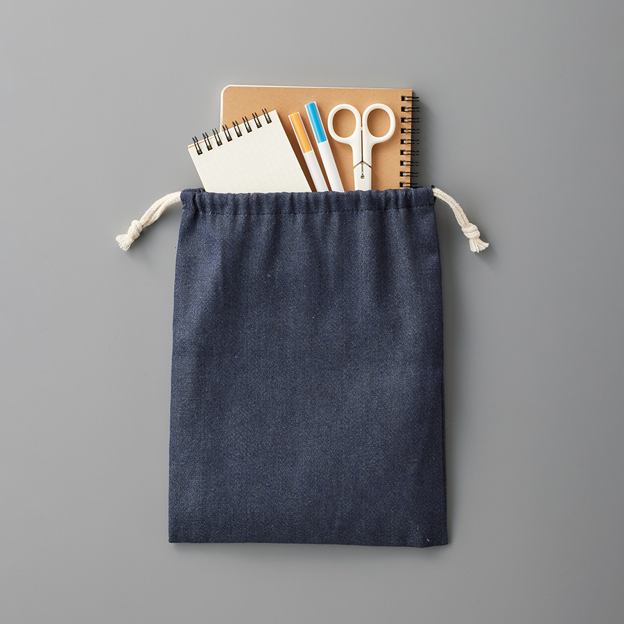【シルク印刷必須商品】デニムライク巾着(M)