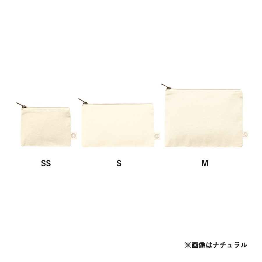 オーガニックコットンキャンバスフラットポーチ（M）　ナイトブラック
