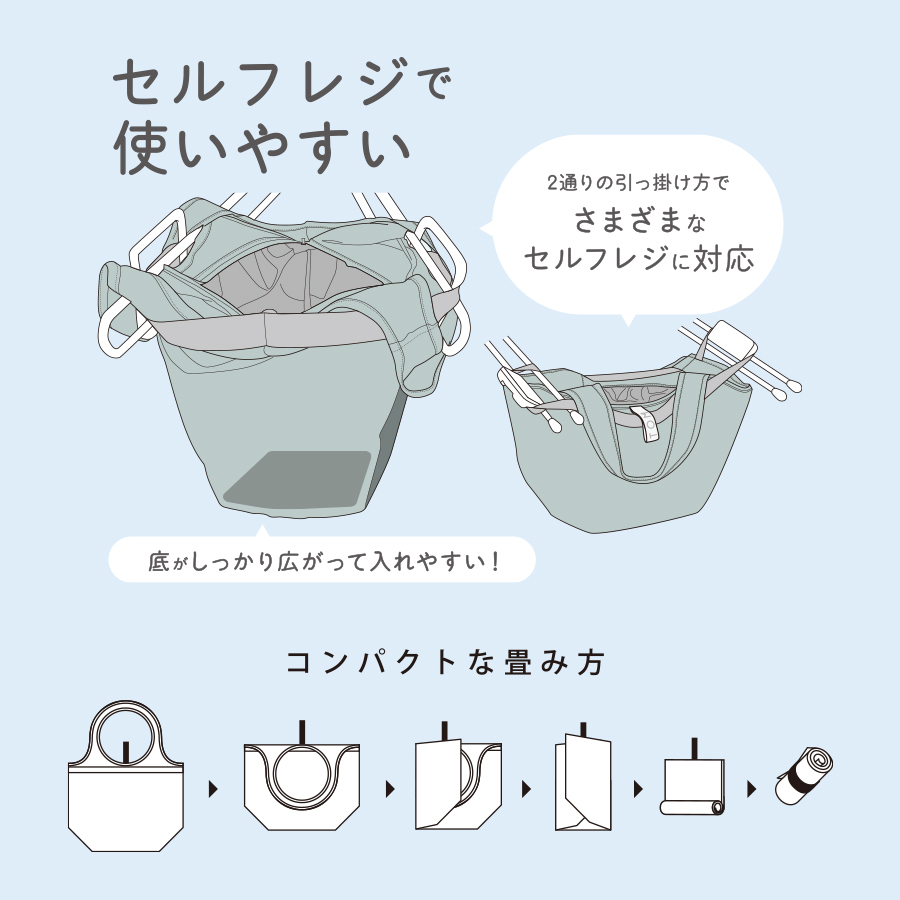 クルリト　セルフレジで使いやすいコンパクトクーラーマルシェバッグ