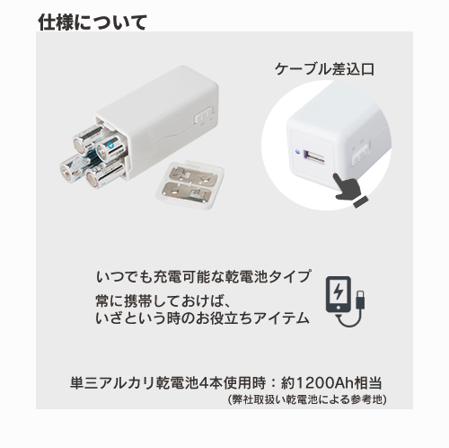 モバイルチャージャー（単3形乾電池×4本）