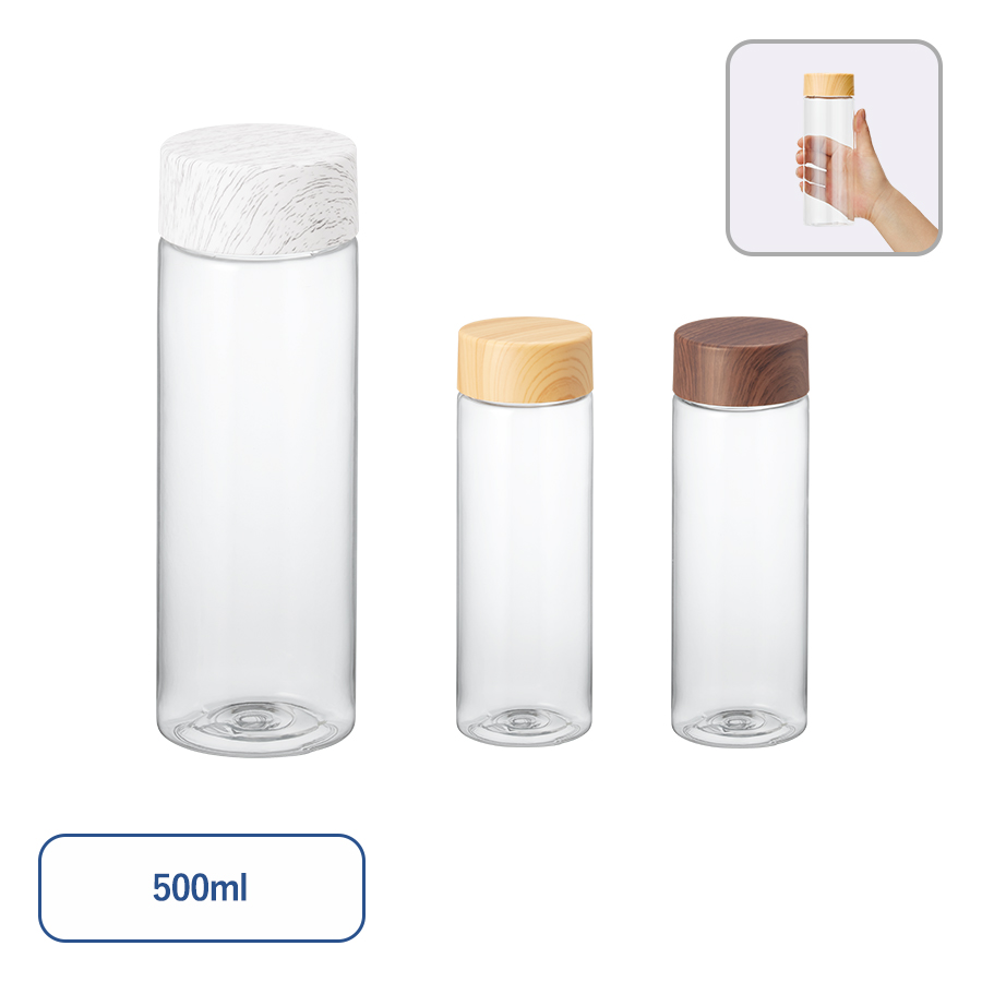 TS-1818 木目調キャップスリムクリアボトル500ml