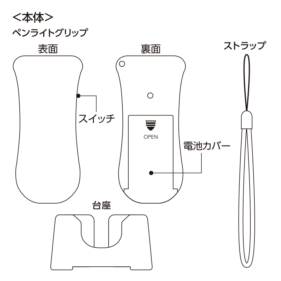 ペンライトグリップ（アクリル板対応）
