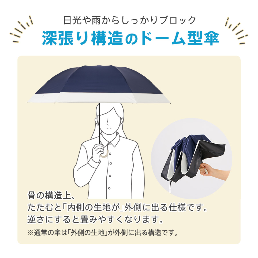 ドーム型ツートーン遮光折りたたみ傘